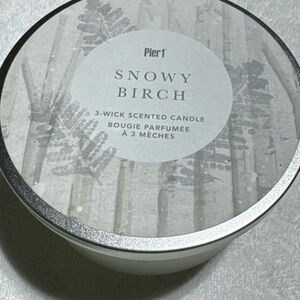 New Pier 1 Snowy Birch 3-Wick Candle - Silver and White 14oz